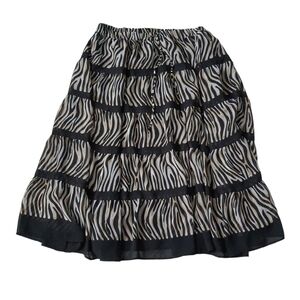 Alfred Dunner Striped Maxi Skirt Womens 14 Zebra Print Black White Tan Flowy